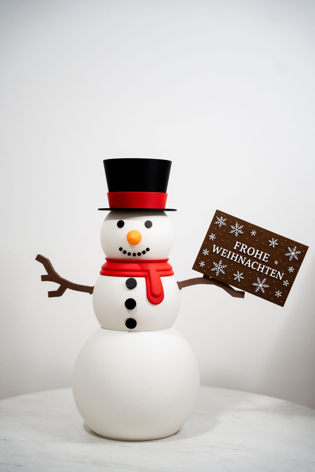3er Set mit Weihnachtsmann, Schneemann (personalisierbares Schild) & LED-Teelichtbaum