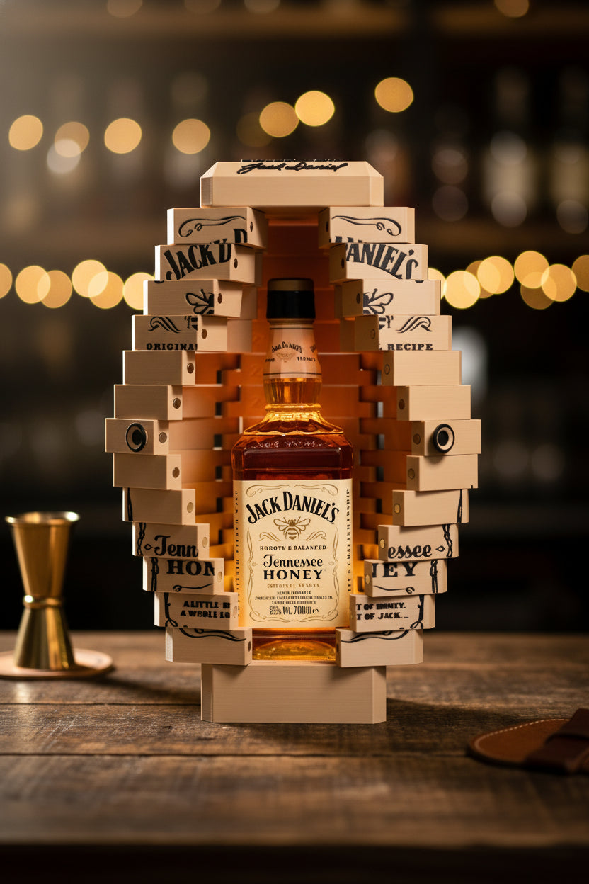 Premium Geschenkbox für Jack Daniel's Honey – optional mit Beleuchtung & Personalisierung
