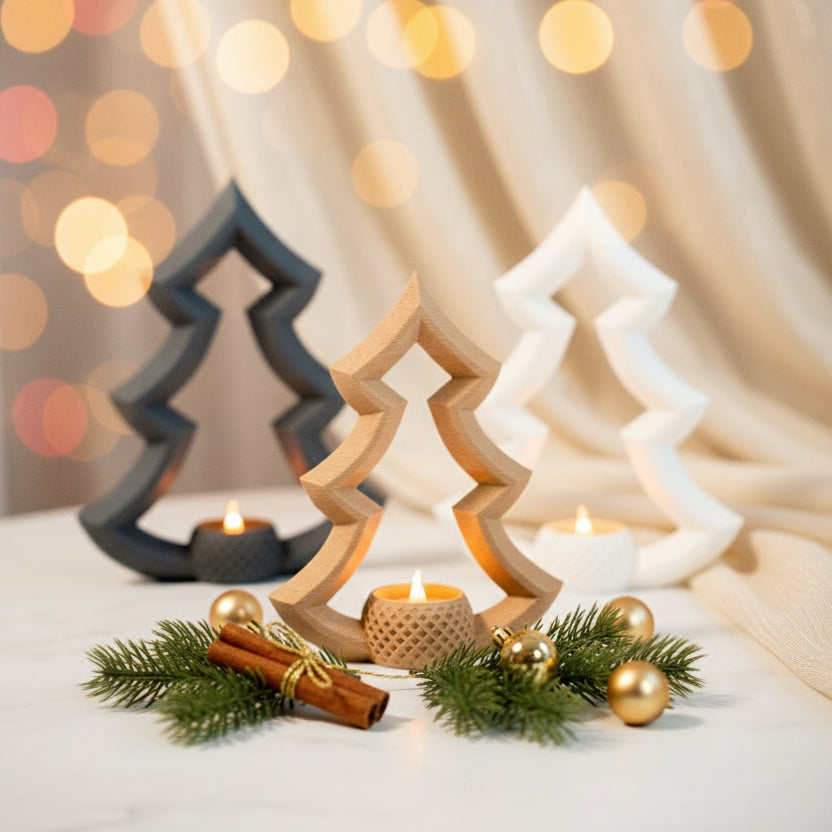 Weihnachtsbaum-Teelichthalter – Warmweiß & Kaltweiß LED – Nachhaltige Weihnachtsdeko