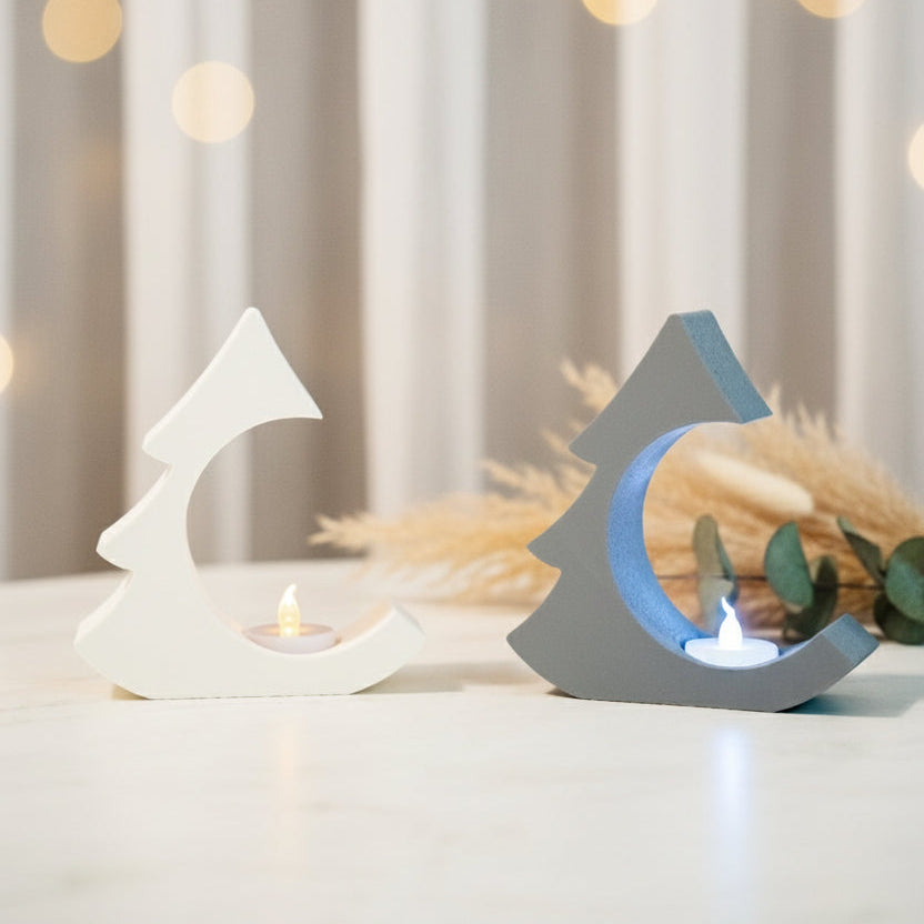 Modernes Weihnachtsbaum-Teelichthalter – inkl. LED-Teelichter