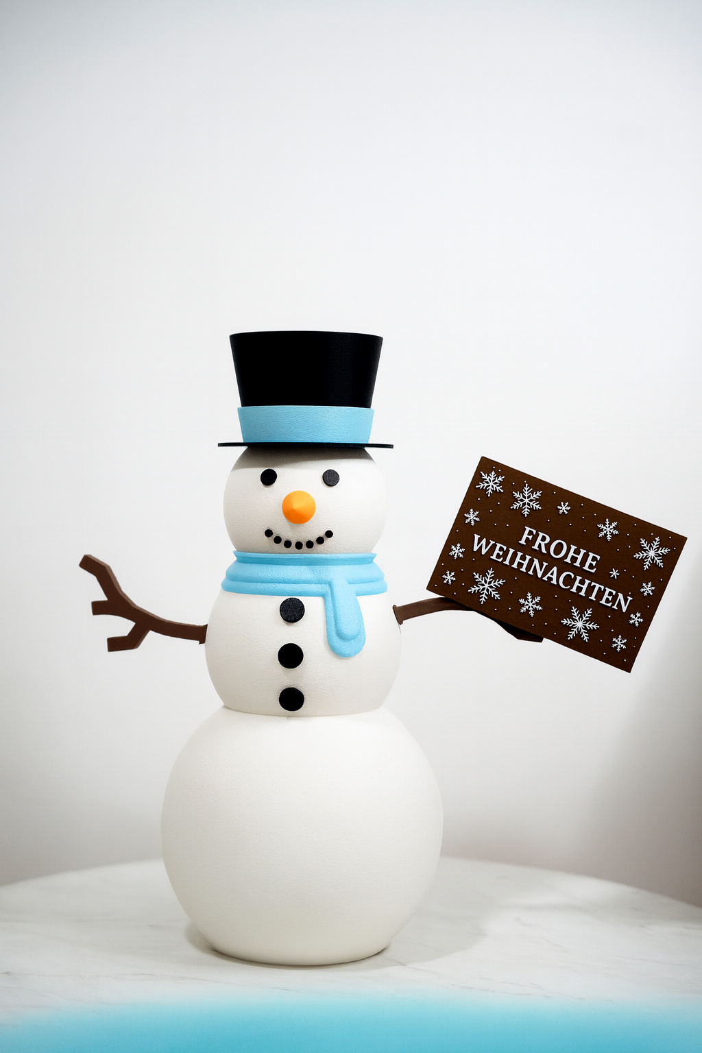 Schneemann Dekofigur mit personalisierbarem Schild – Für Innen & Außen