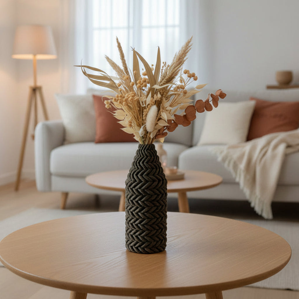 🍾 Bottle Designvase - Geflochtene Optik