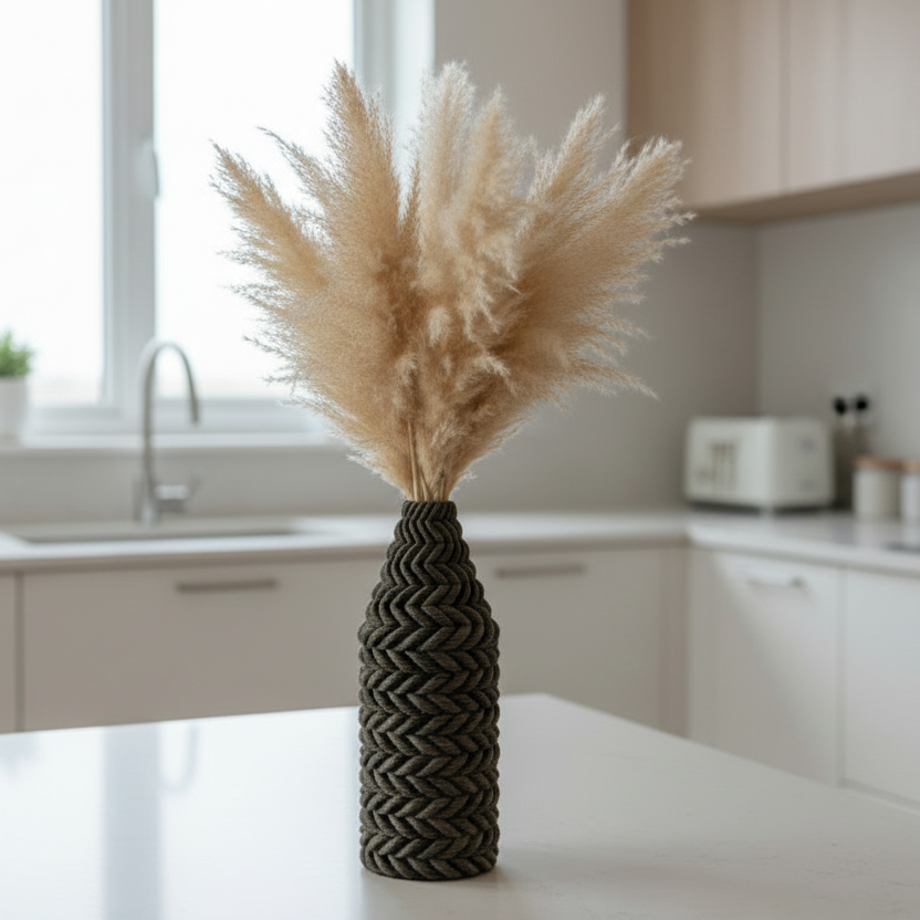 🍾 Bottle Designvase - Geflochtene Optik