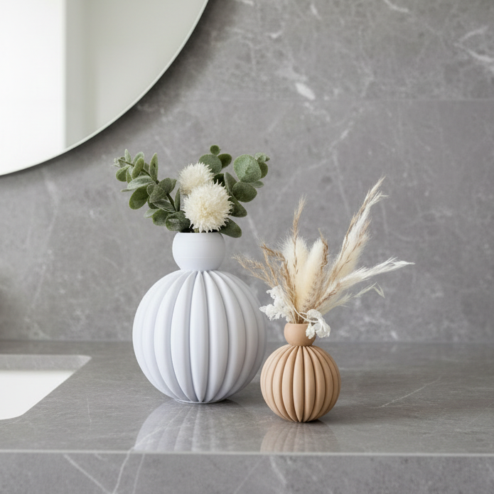 🌾Gerillte Kugeldesign Vase